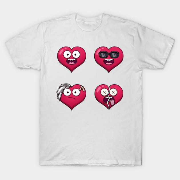 Funny Hearts T-Shirt by TheMaskedTooner